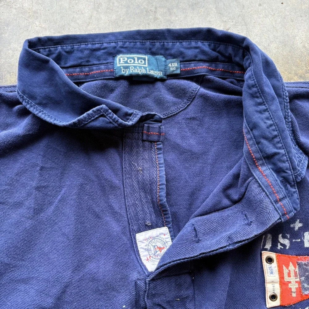 Polo Ralph Lauren Mens 4XB‎ Big Navy US-RL Rescue PTR Nautical P-32 Polo Shirt
